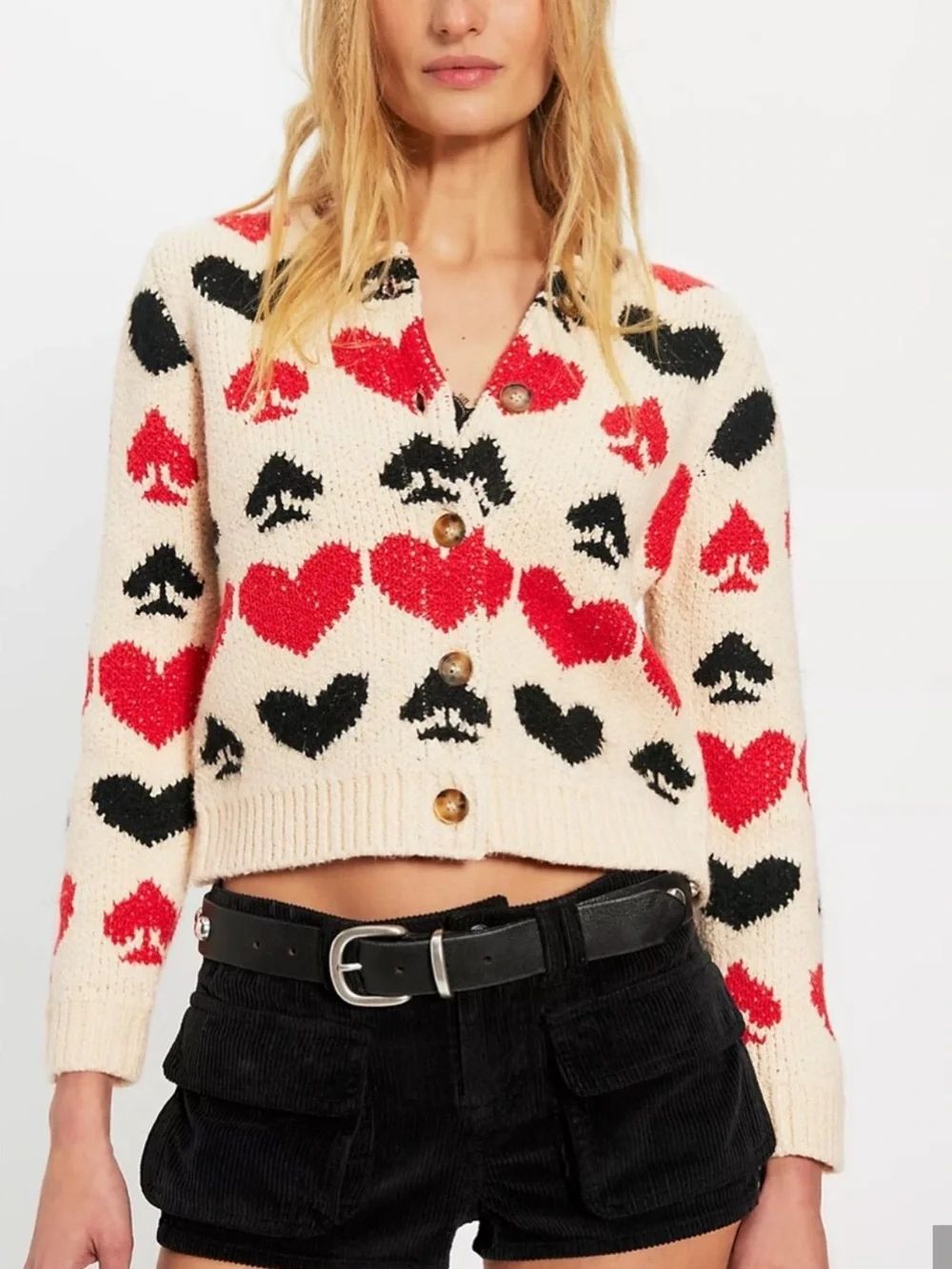 Free People Queenie Cardigan Sweater Hearts Spade
AC20